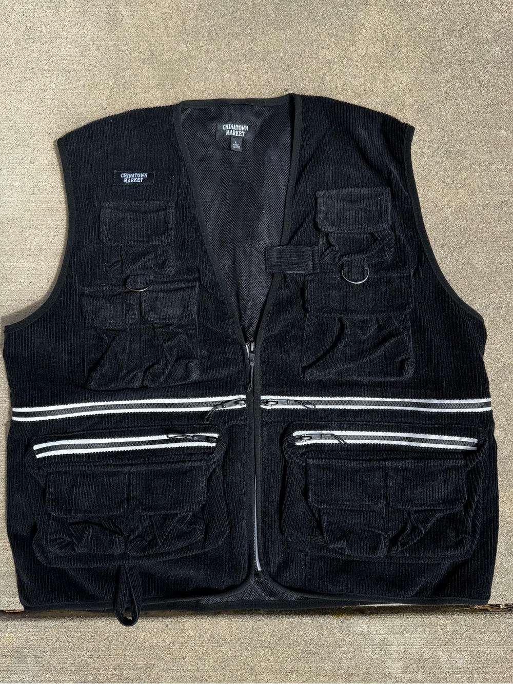 Chinatown Market Black Utility Vest with Interior Pockets